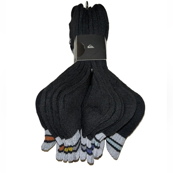 Quicksilver Quarter Socks 5 Pair Men's 6-12 Black Gray w Large Toe Logo Surf NEW - Picture 9 of 11